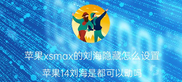 苹果xsmax的刘海隐藏怎么设置 苹果14刘海是都可以动吗？